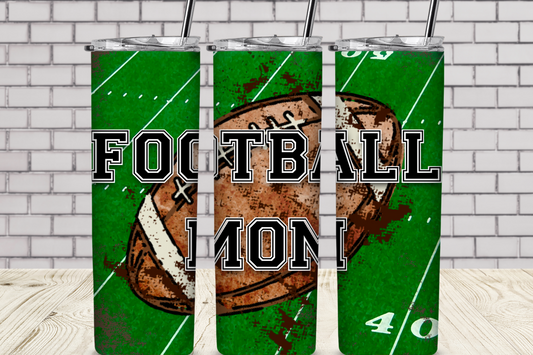 Football Mom with Turf 20 oz Skinny Sublimation Tumbler