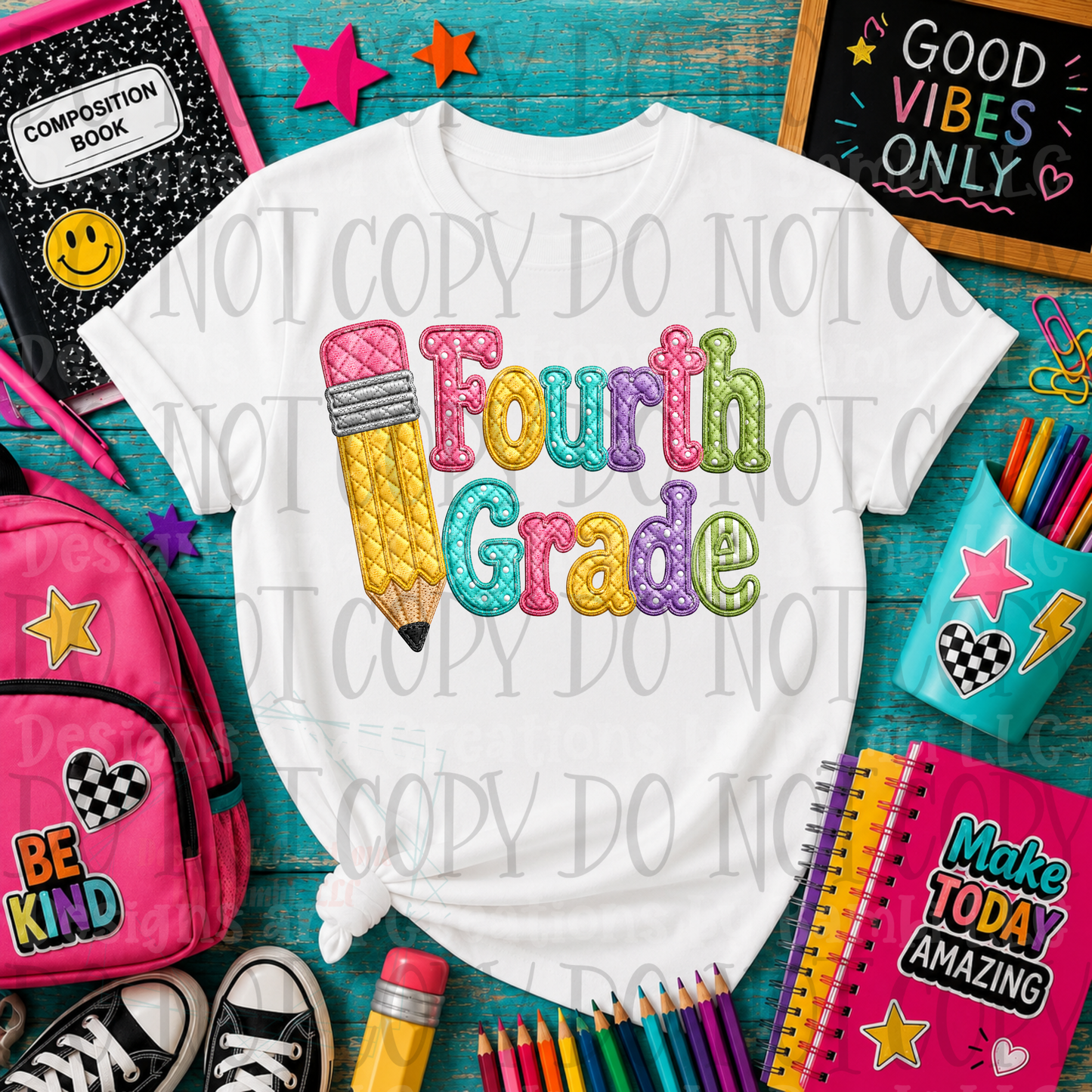 Faux Quilted Back To School Grade Collection