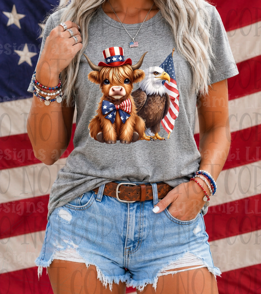 Freedom Highland Cow and Eagle