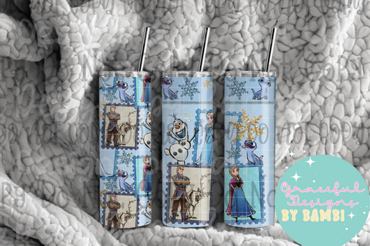 20oz Tall Skinny Sublimation Frozen in Frames Tumbler