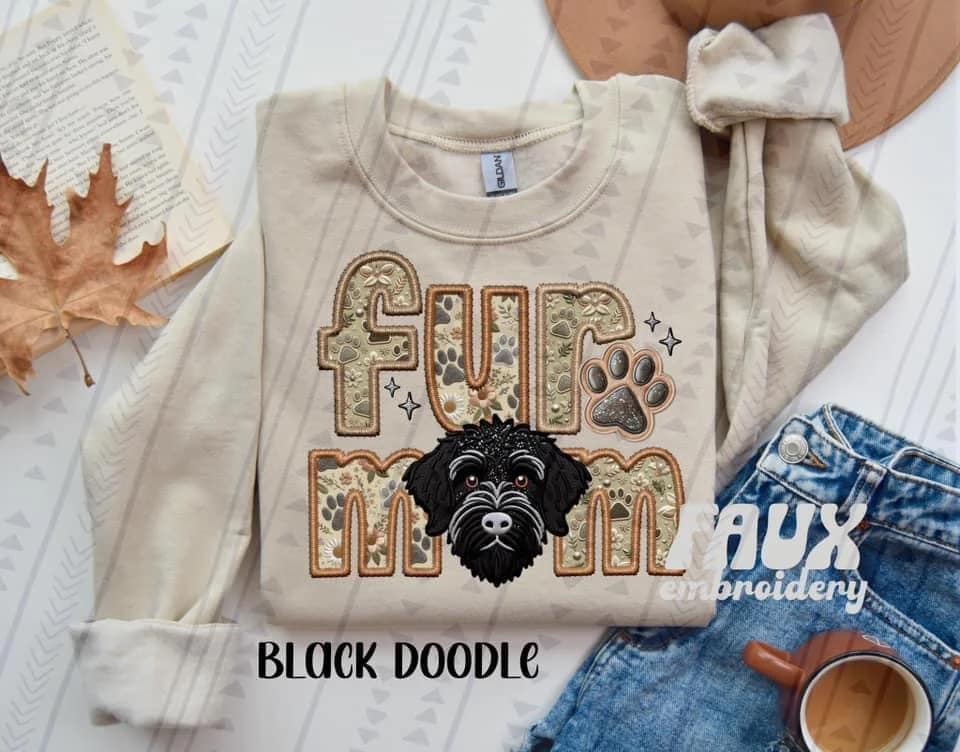 Fur Mom Faux Embroidery and Fabric Dog Breed Collection