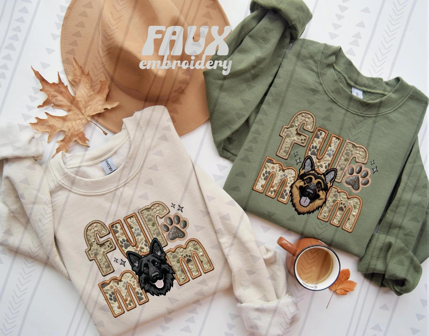 Fur Mom Faux Embroidery and Fabric Dog Breed Collection