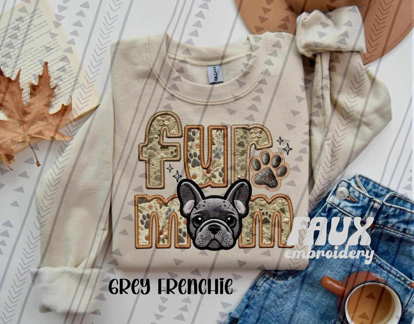 Fur Mom Faux Embroidery and Fabric Dog Breed Collection