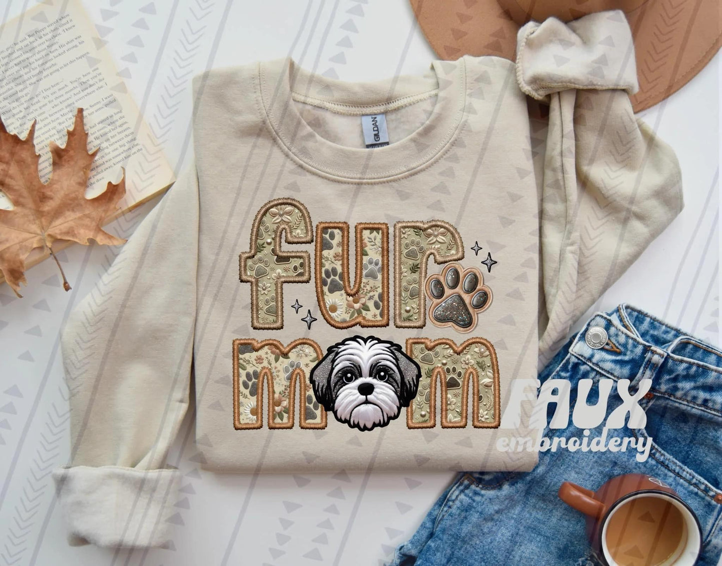Fur Mom Faux Embroidery and Fabric Dog Breed Collection