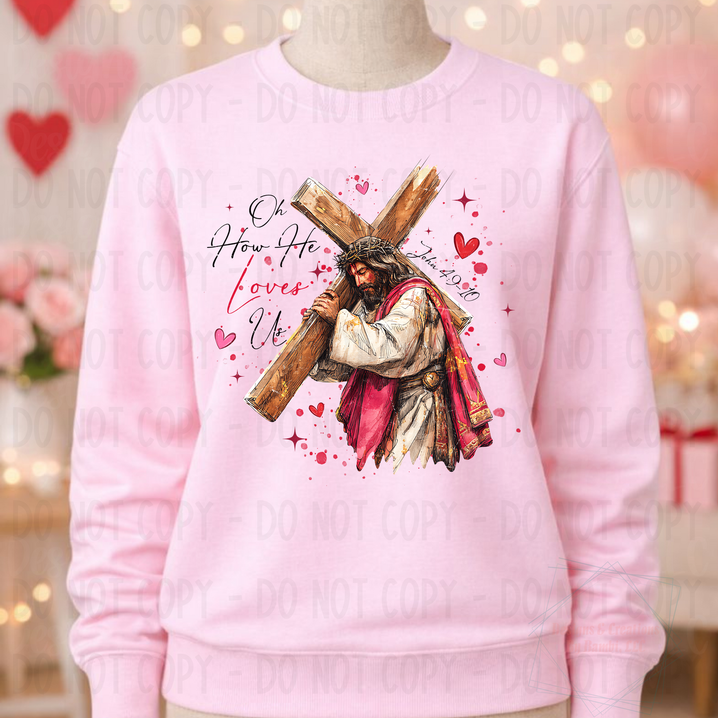 Faux Glitter Jesus Valentine