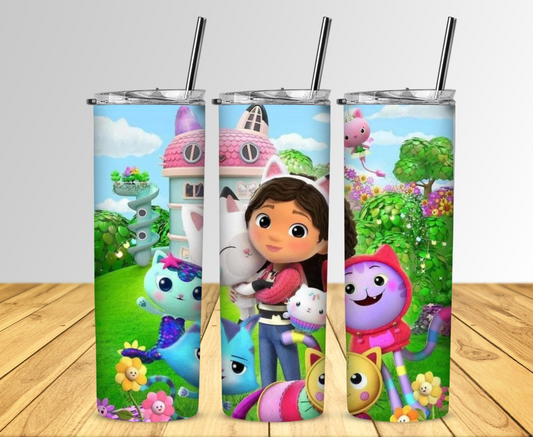 Gabby's Dollhouse and Friends 20 oz Skinny Sublimation Tumbler