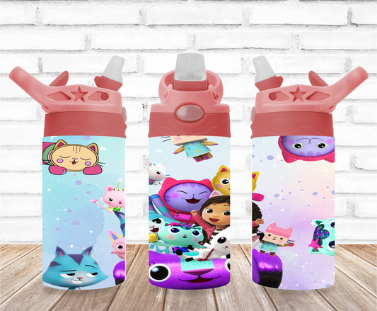 Gabby and Friends with Car 12oz Flip Top Sublimation Tumbler