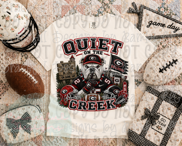 Faux Embroidery Quiet on the Creek College Collection
