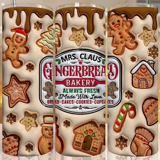 Gingerbread Bakery Inflated 20 oz Skinny Sublimation Tumbler