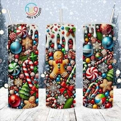 Gingerbread Christmas 20 oz Skinny Sublimation Tumbler