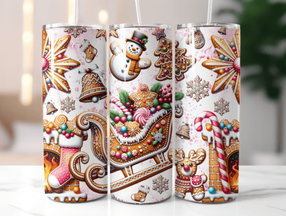 It's A Gingerbread Christmas 20 oz Skinny Sublimation Tumbler