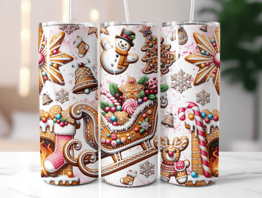It's A Gingerbread Christmas 20 oz Skinny Sublimation Tumbler