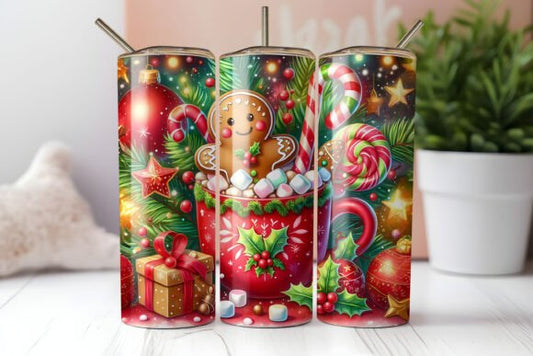 Gingerbread Cookies Christmas 20 oz Skinny Sublimation Tumbler