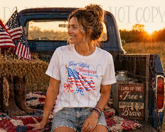 God Bless America with Waving Flag