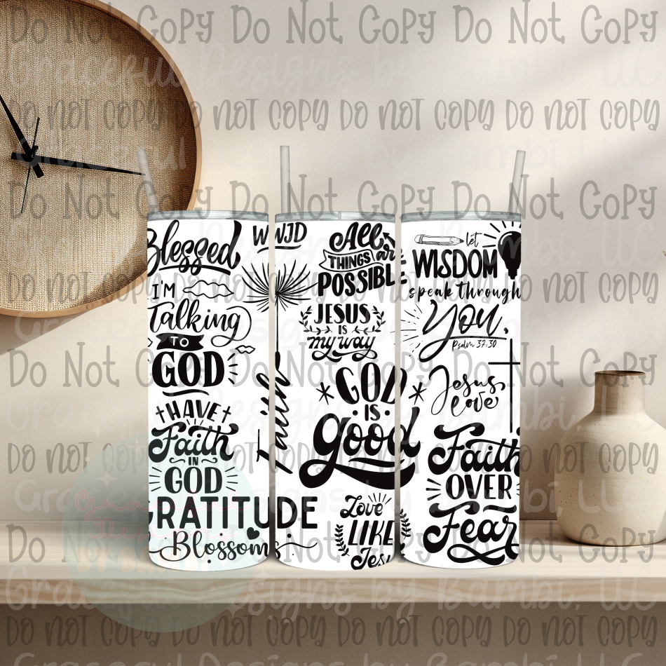 God Is Good Black Font 20oz Skinny Sublimation Tumbler
