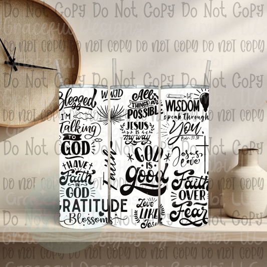 God Is Good Black Font 20oz Skinny Sublimation Tumbler