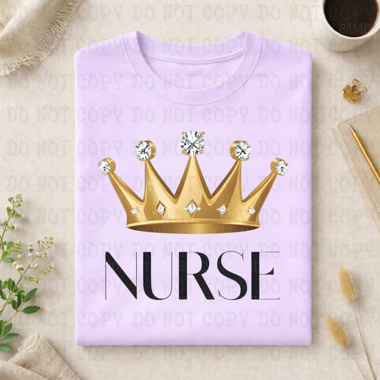 Gold Crown with Black Font Nurse