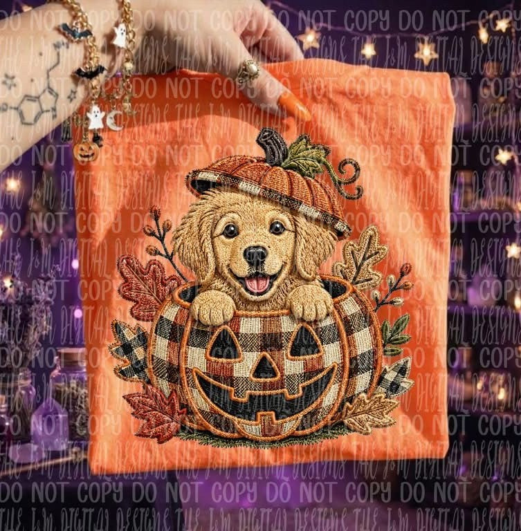Faux Embroidery Pumpkin and Dog Collection