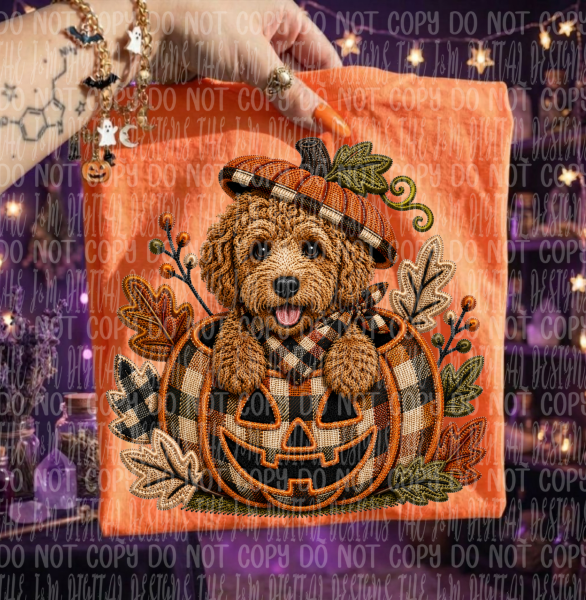 Faux Embroidery Pumpkin and Dog Collection