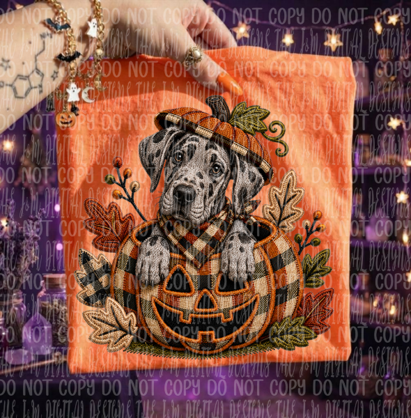 Faux Embroidery Pumpkin and Dog Collection