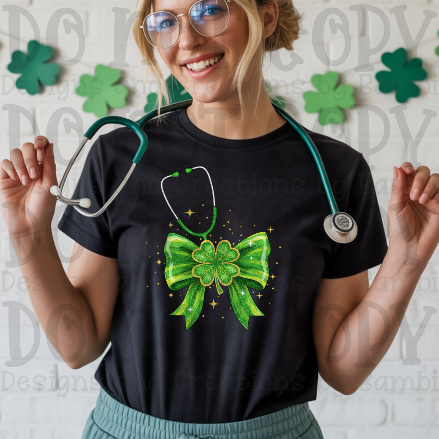 Green Bow with Stethoscope