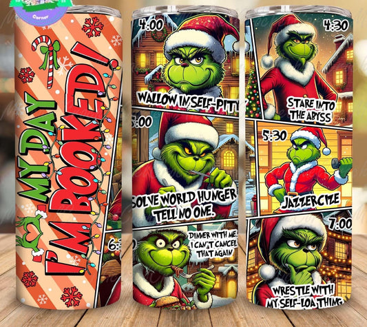 Green Guy I'm Booked 20 oz Skinny Sublimation Tumbler