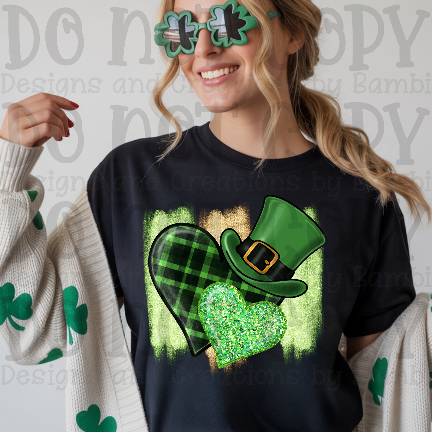 Green Plaid Heart with Hat Green