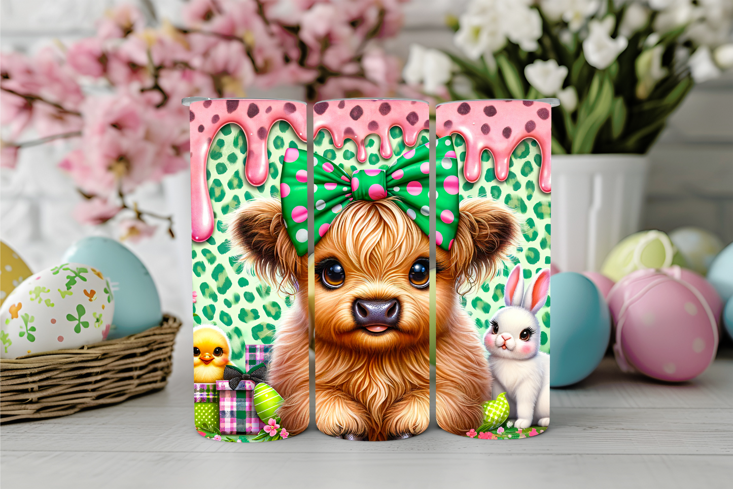 Easter Highland Cow 20oz Sublimation Tumblers