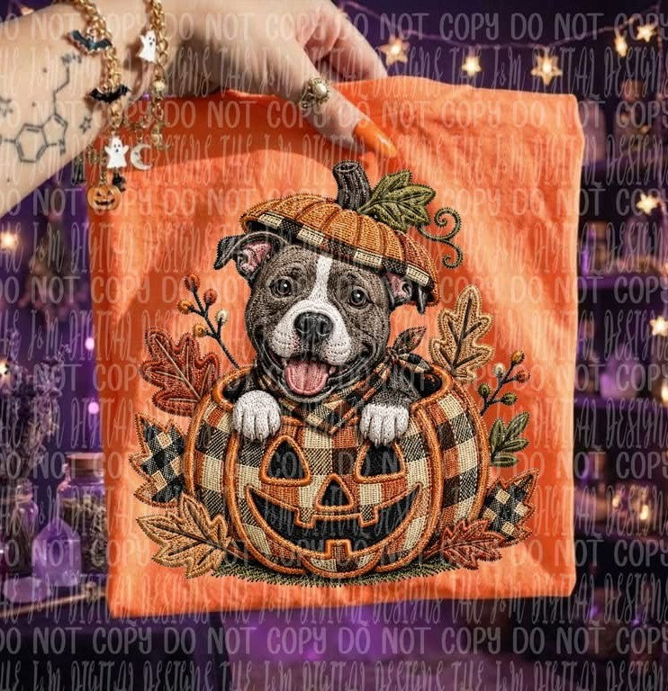 Faux Embroidery Pumpkin and Dog Collection