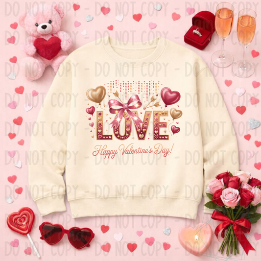 Happy Valentine's Day Love in Faux Glitter