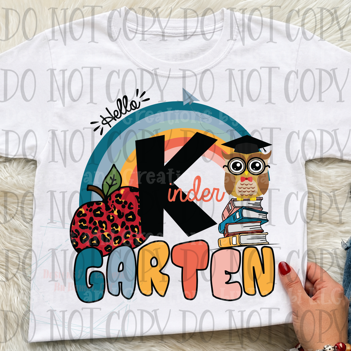 Hello Kindergarten with Rainbow and Owl