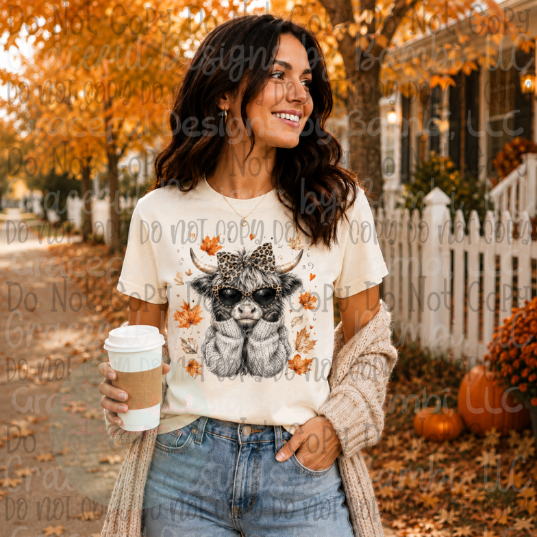 Halftone Fall Highland Cow