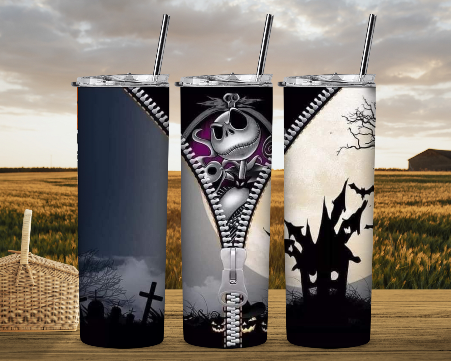 Halloween with Zipper Look 20 oz Skinny Sublimation Tumbler