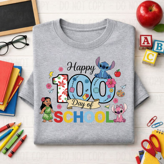 Happy 100 Day of School Stitch and Friends