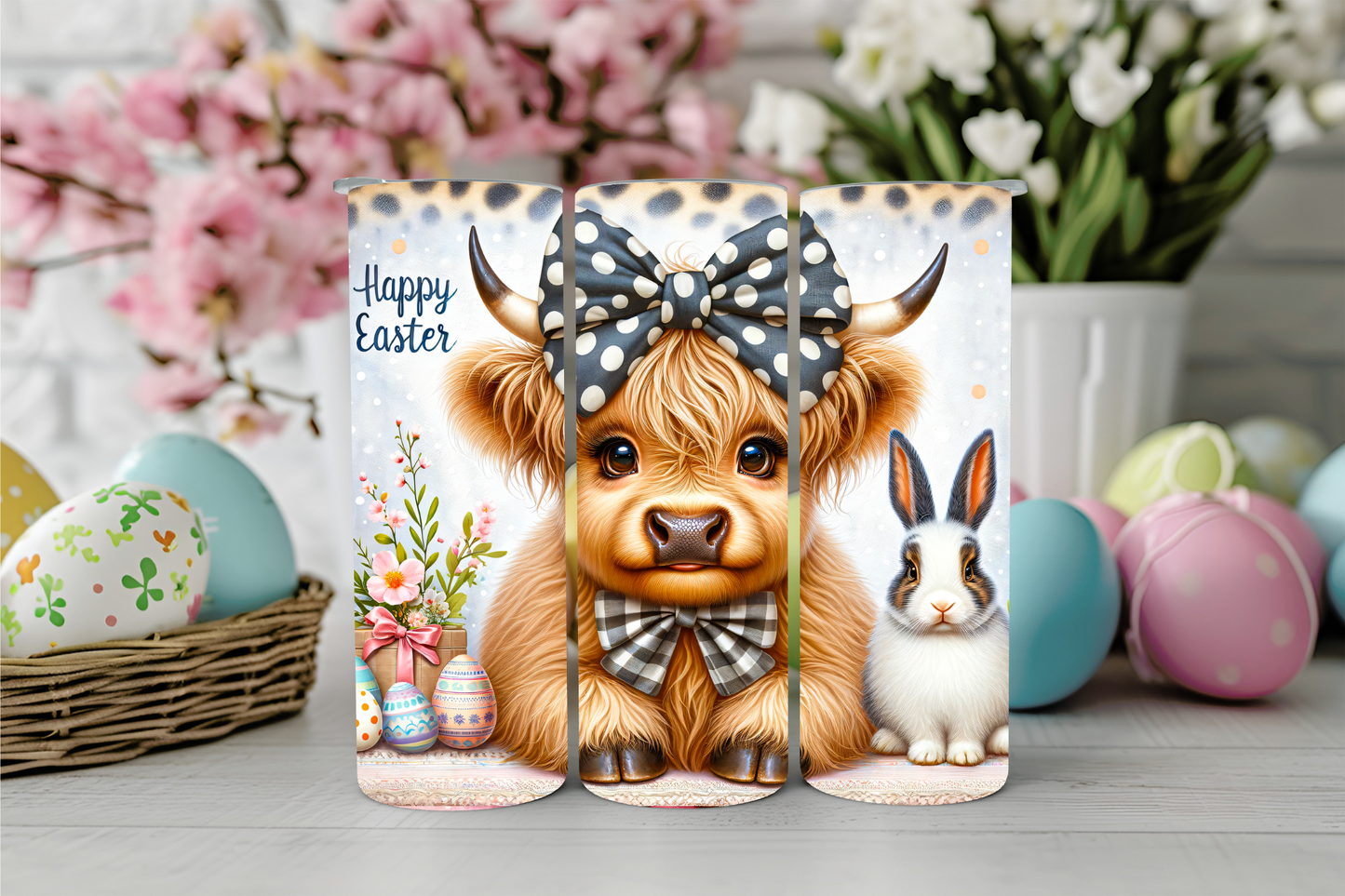 Easter Highland Cow 20oz Sublimation Tumblers