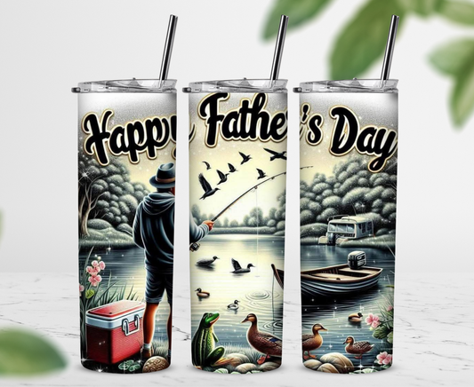 Happy Father's Day Fishing 20 oz Skinny Sublimation Tumbler