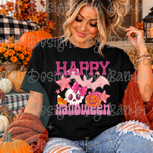 Happy Halloween in Pink Retro