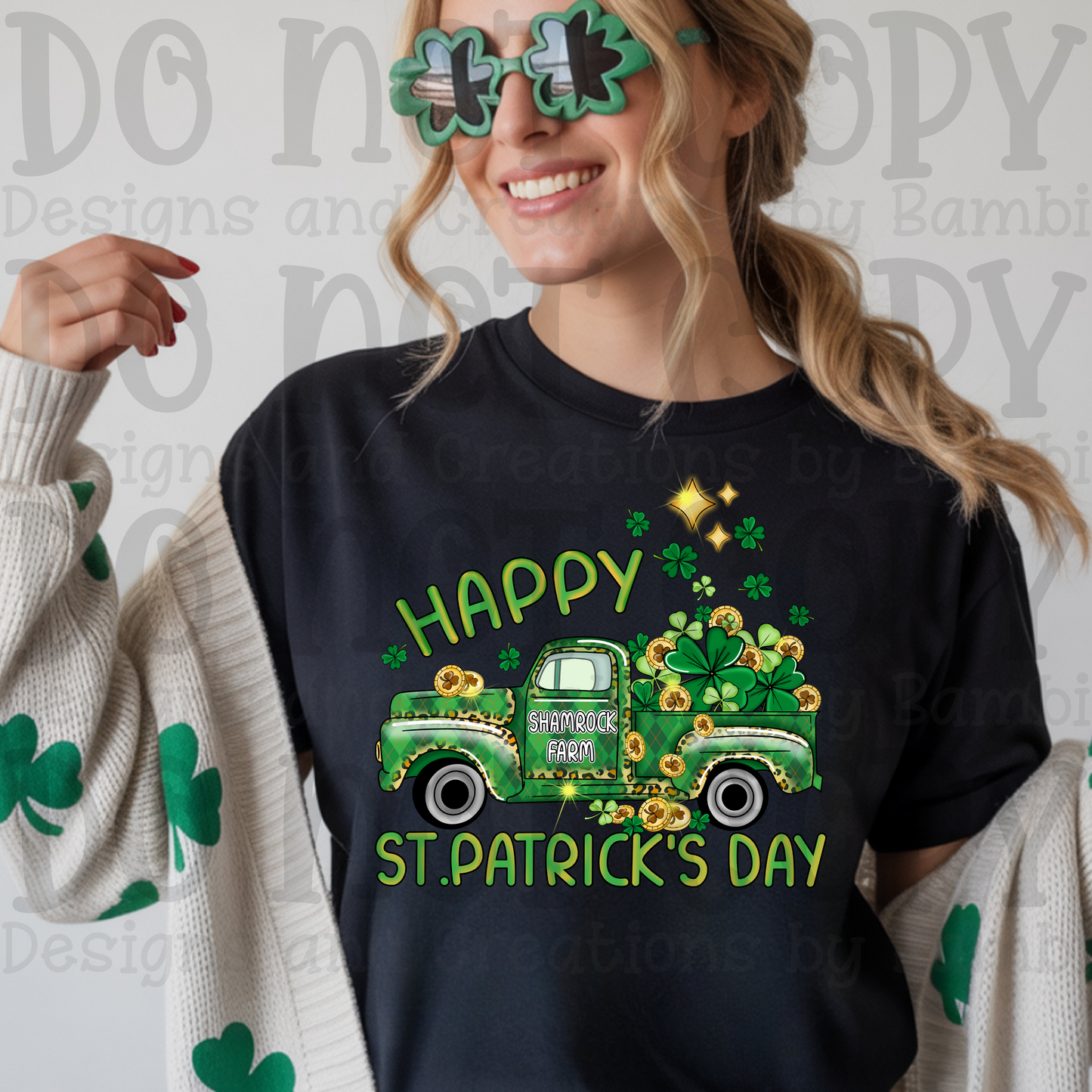 Happy St. Patrick's Day with Truck/Shamrocks