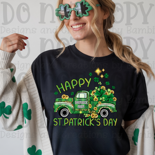 Happy St. Patrick's Day with Truck/Shamrocks