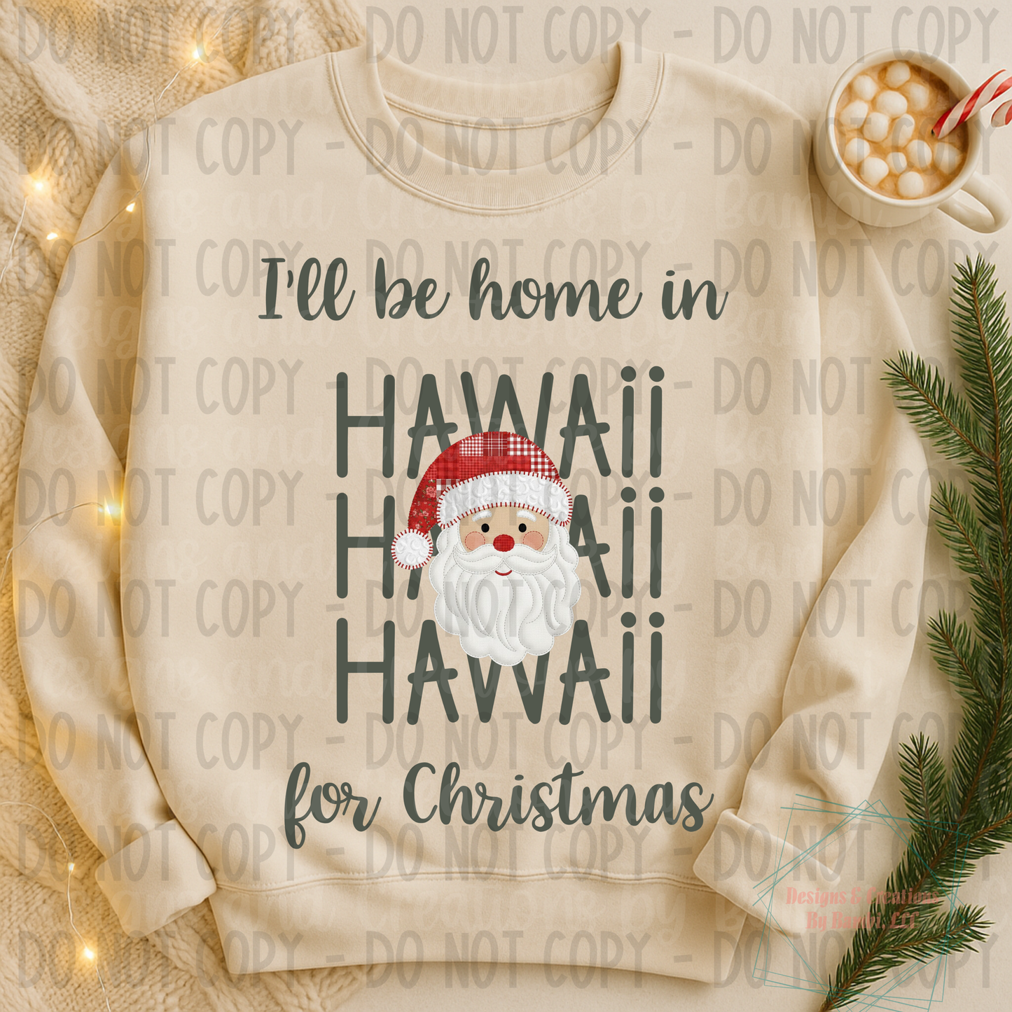 I'll Be Home in States Santa Face with Sage Green Font Digital Bundle