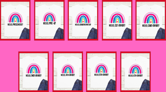 Hello with Rainbow Grade Related Back to School