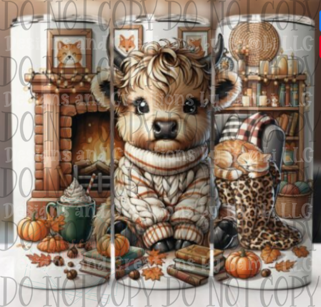 Highland Cow Fall 20oz Skinny Sublimation Tumbler