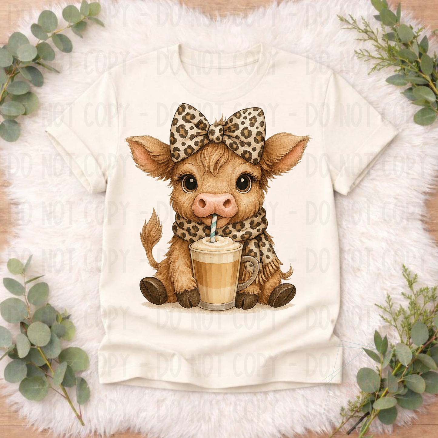 Highland Cow and Leopard with Coffee