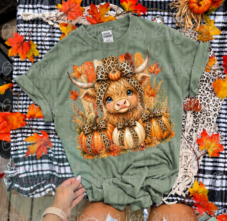 Highland Cow with Leopard Fall Themed