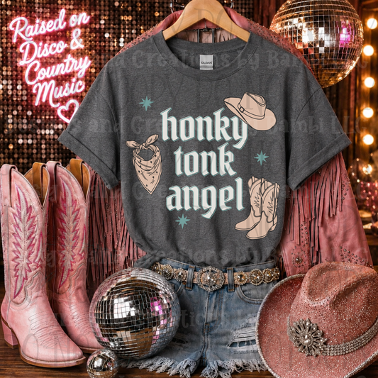 Honky Tonk Angel with Turquoise Outline