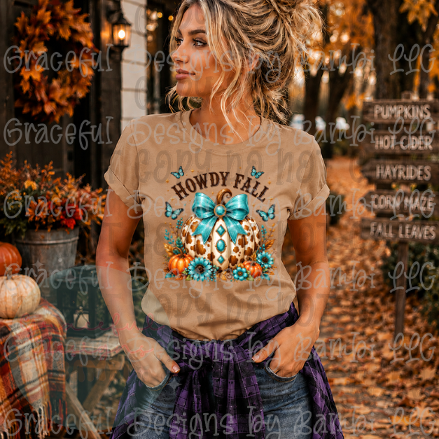 Howdy Fall with Cow Print Pumpkin