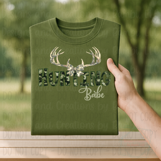 Hunting Babe Green Font with Deer
