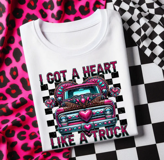 I Got A Heart Like A Truck Checkered Pink Heart