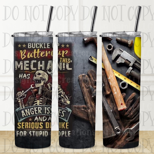 I Have Anger Issues Mechanic 20 oz Skinny Sublimation Tumbler