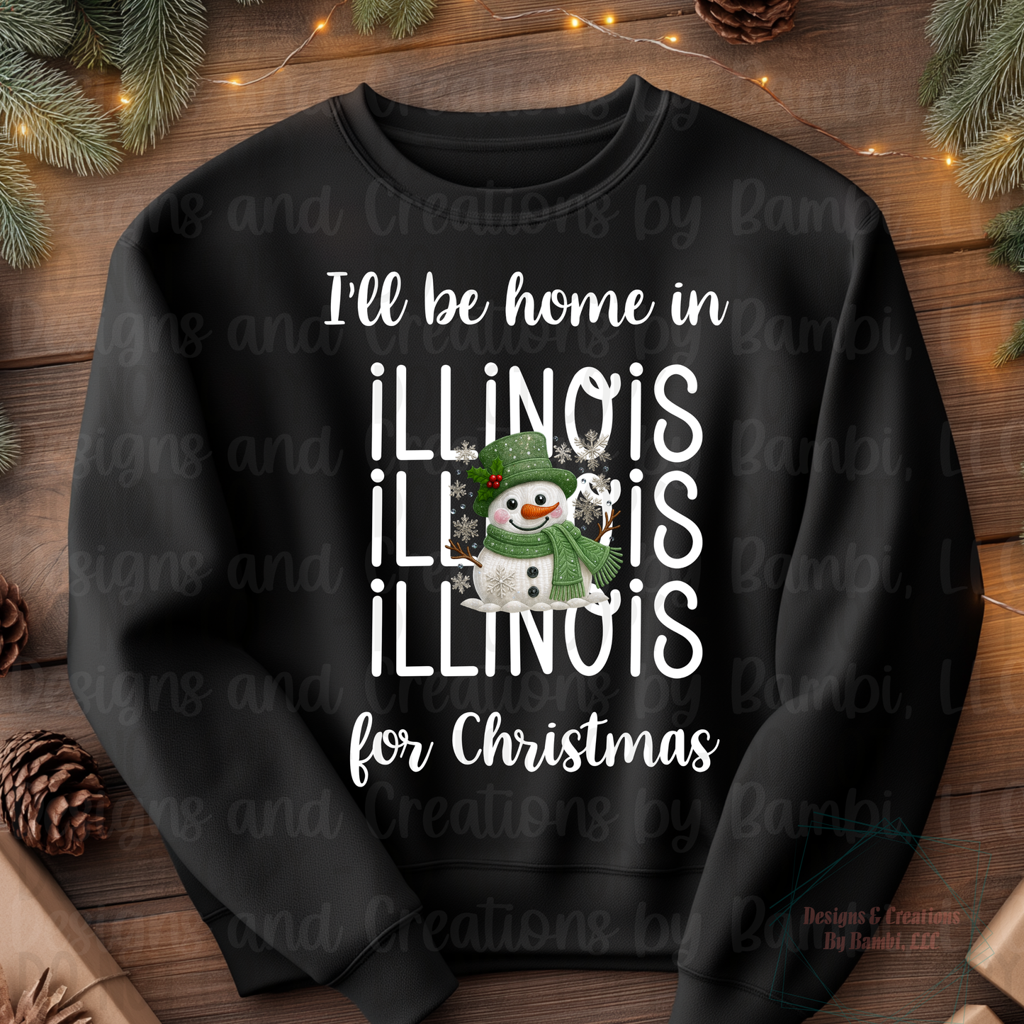 I'll Be Home In States Sage Snowman with White Font Digital Bundle